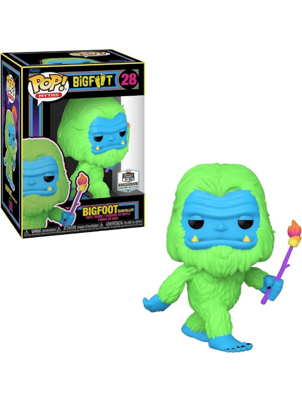 Limited Edition Bigfoot Pop! Myths Figure - Blacklight Exclusive Collectible #28